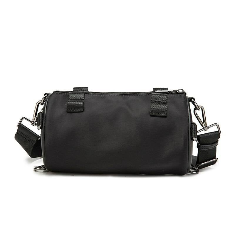Solid Black Cylinder Shaped Techwear Messenger Bag - ATLAS 1