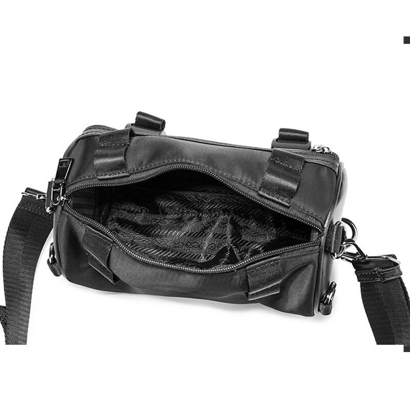 Solid Black Cylinder Shaped Techwear Messenger Bag - ATLAS 1