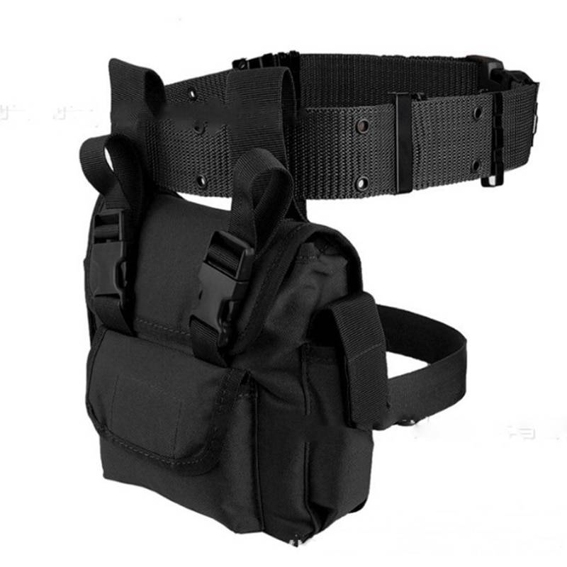 Solid Black Oxford Techwear Waist Bag with Tactical Belt - ATLAS 1