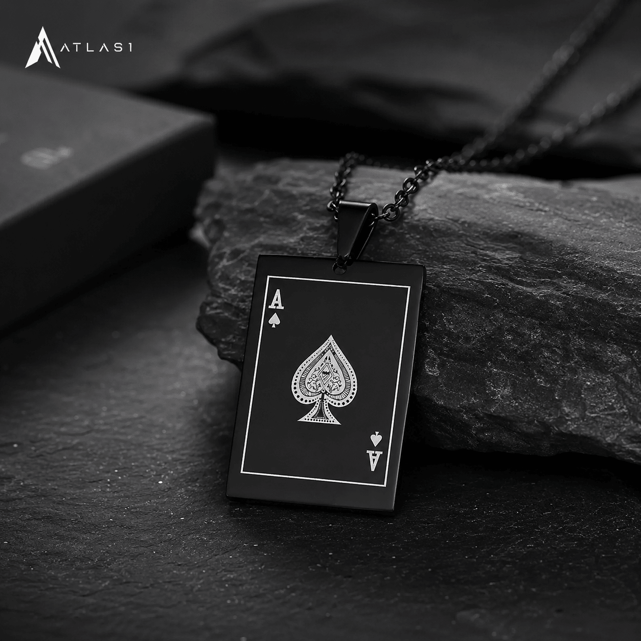 Stainless Steel Ace Spades Pendant Necklace - ATLAS 1