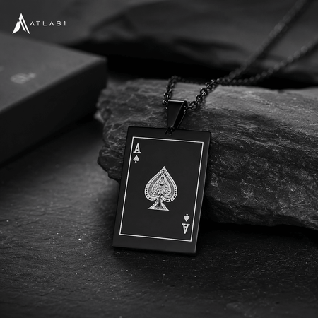 Stainless Steel Ace Spades Pendant Necklace