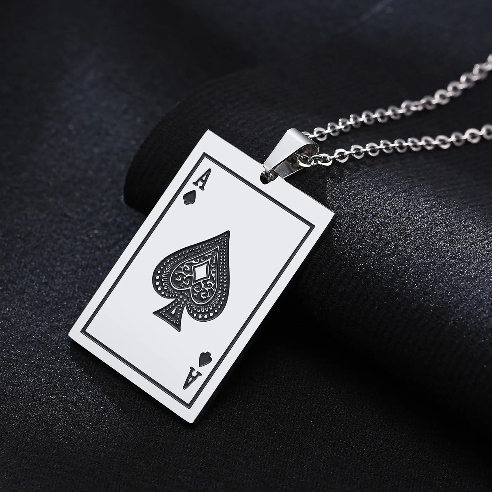 Stainless Steel Ace Spades Pendant Necklace - ATLAS 1 - Techwear Store
