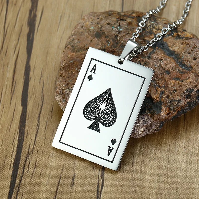 Stainless Steel Ace Spades Pendant Necklace - ATLAS 1 - Techwear Store