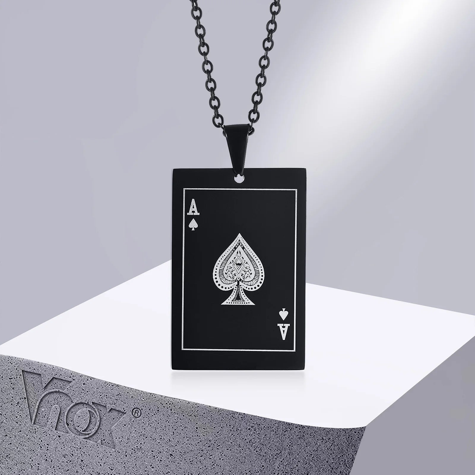 Stainless Steel Ace Spades Pendant Necklace - ATLAS 1 - Techwear Store