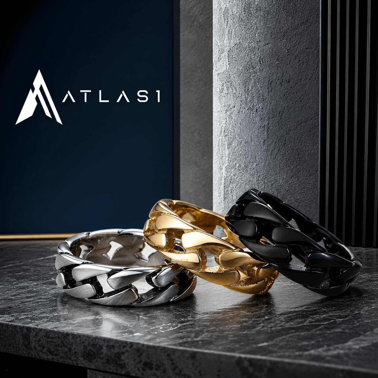 Stainless Steel Miami Curb Ring Stylish Hip Hop Jewelry - ATLAS 1