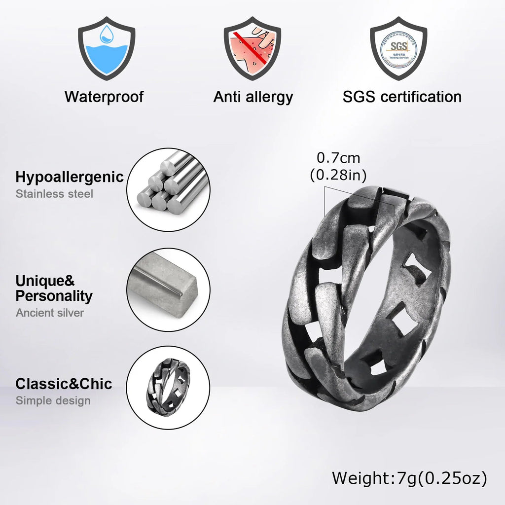 Stainless Steel Miami Curb Ring Stylish Hip Hop Jewelry - ATLAS 1
