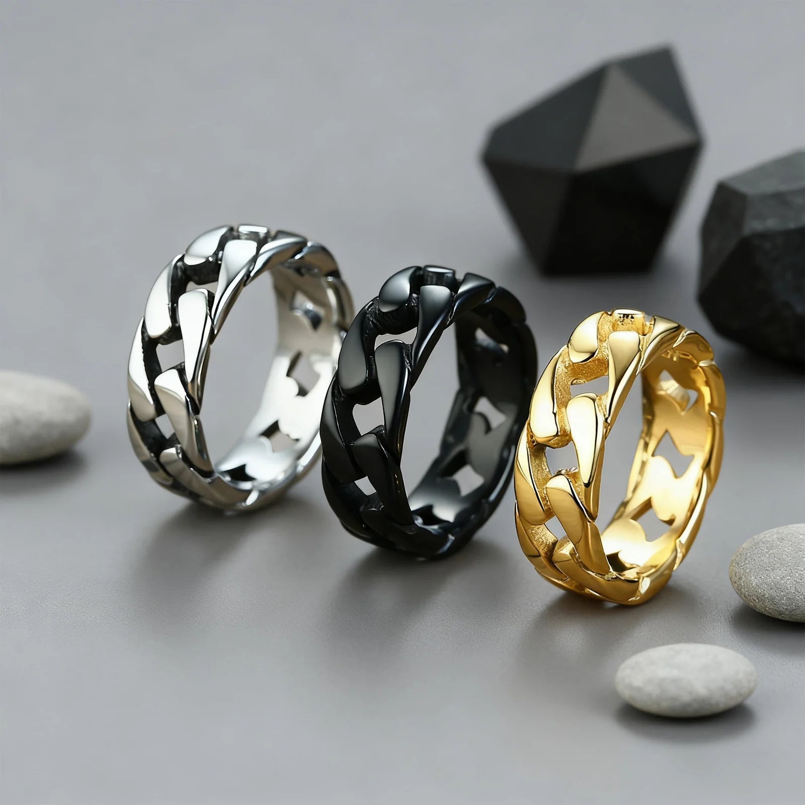 Stainless Steel Miami Curb Ring Stylish Hip Hop Jewelry - ATLAS 1