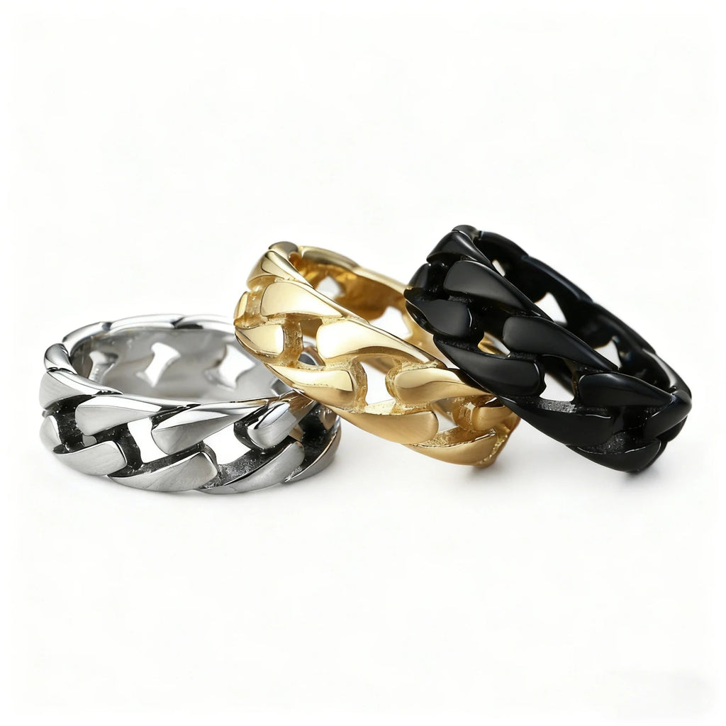 Stainless Steel Miami Curb Ring Stylish Hip Hop Jewelry - ATLAS 1