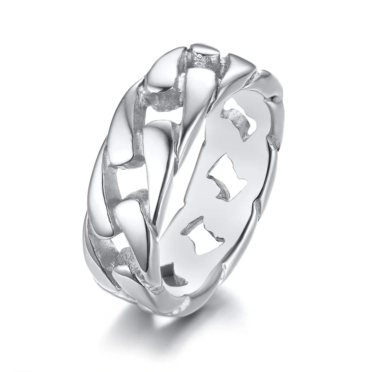 Stainless Steel Miami Curb Ring Stylish Hip Hop Jewelry - ATLAS 1