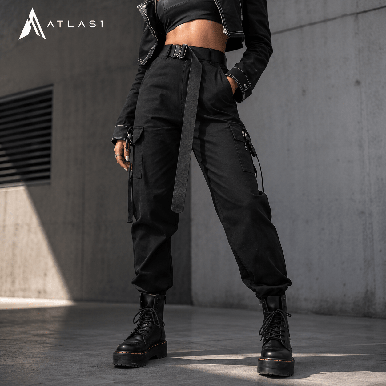 Streetwear Techwear Cargo Pants with Straps for Women - ATLAS 1