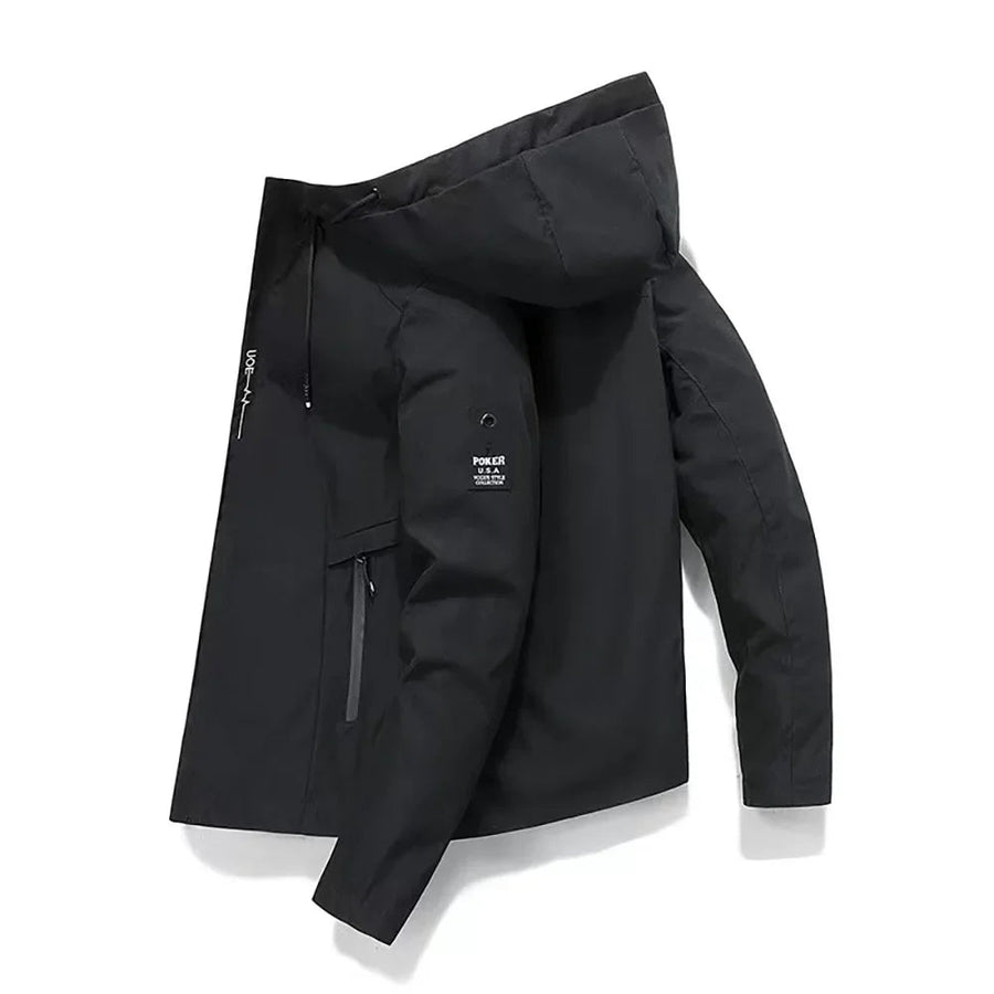 Techwear Módní Bunda s Kapucí a Zipem — Uvolněný pytlovitý střih