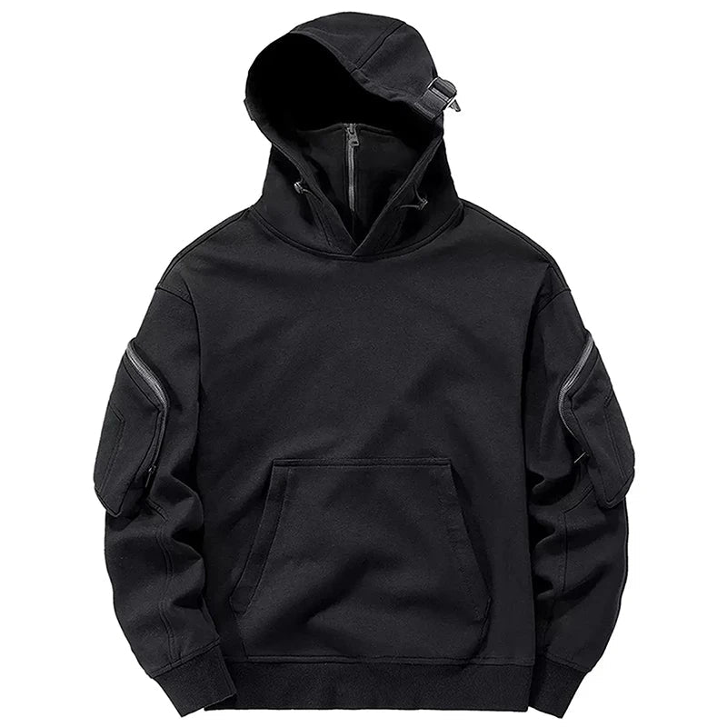 Techwear Dark Souls Cyberpunk Zip Hoodie — Relaxed baggy cut