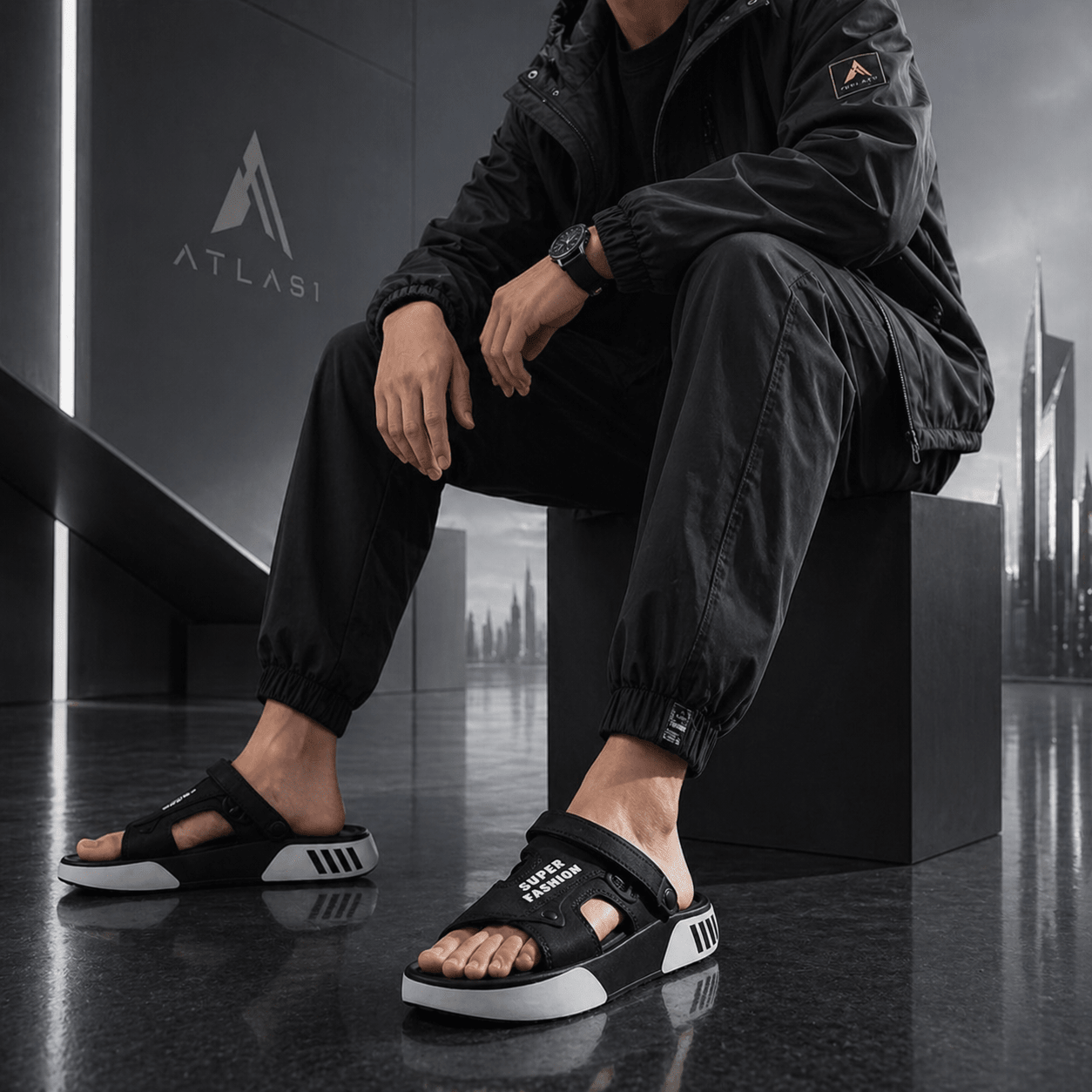 Techwear EVA Platform Casual Slide Slippers - ATLAS 1 - Techwear Store