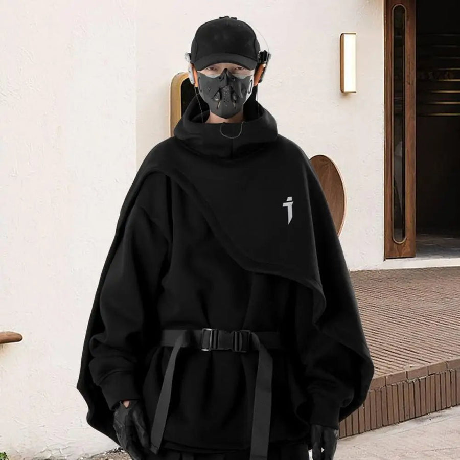 Techwear Futuristischer Mittelalterlicher Kapuzenumhang — Weiter Baggy-Schnitt