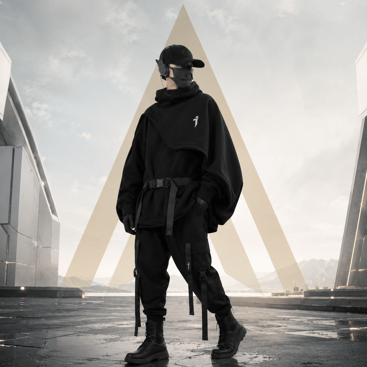 Techwear Futuristic Medieval Hooded Cape - ATLAS 1