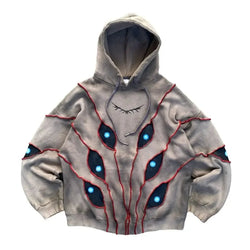 Techwear Gothic Punk Eye Patchwork Hoodie - ATLAS 1 - Techwear Store