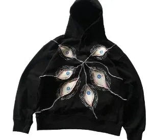 Techwear Gothic Punk Eye Patchwork Hoodie - ATLAS 1 - Techwear Store