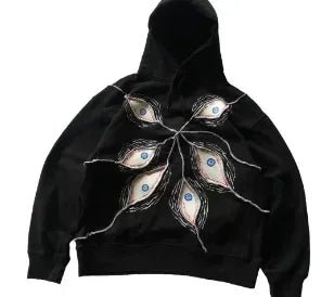 Techwear Gothic Punk Eye Patchwork Hoodie - ATLAS 1 - Techwear Store
