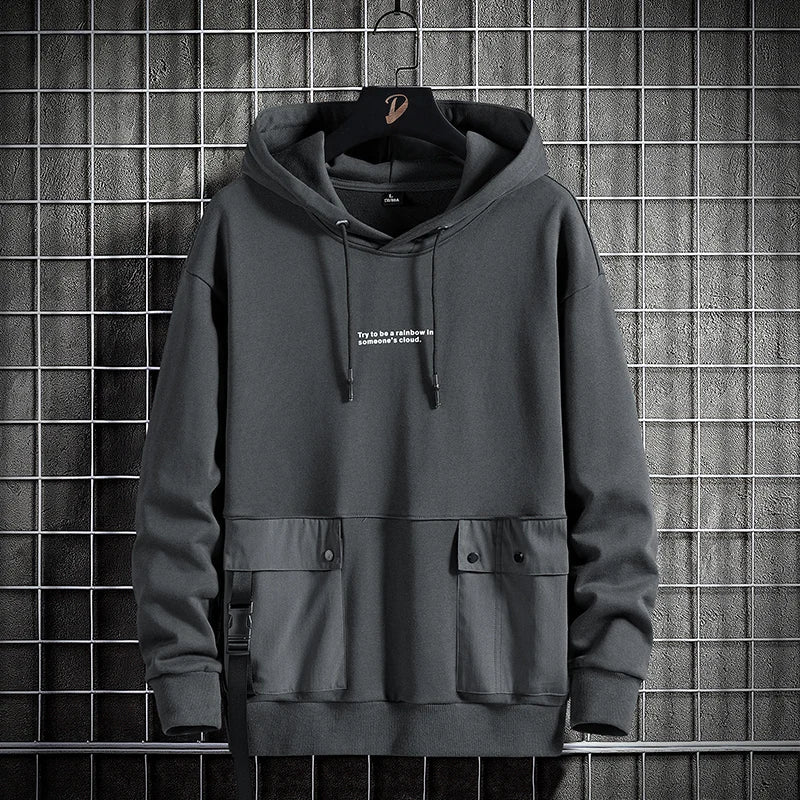 Sweat à Capuche Oversize Hip Hop Streetwear Homme — Conception à capuche