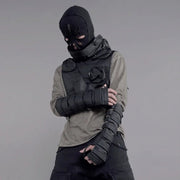 Techwear Punk Hollow Out Waxed Cotton Sleeve Gloves