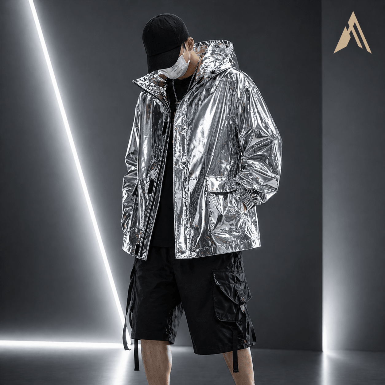 Techwear Reflective Faux Leather Windbreaker Jacket - ATLAS 1 - Techwear Store