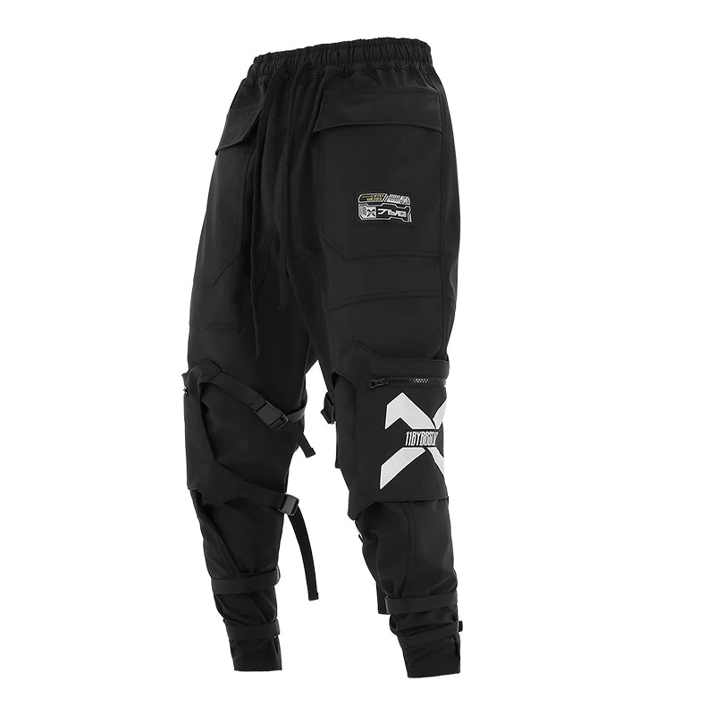 Techwear Streetwear Cargo Ribbon Long Pants - ATLAS 1