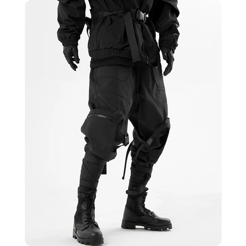 Techwear Streetwear Cargo Ribbon Long Pants - ATLAS 1