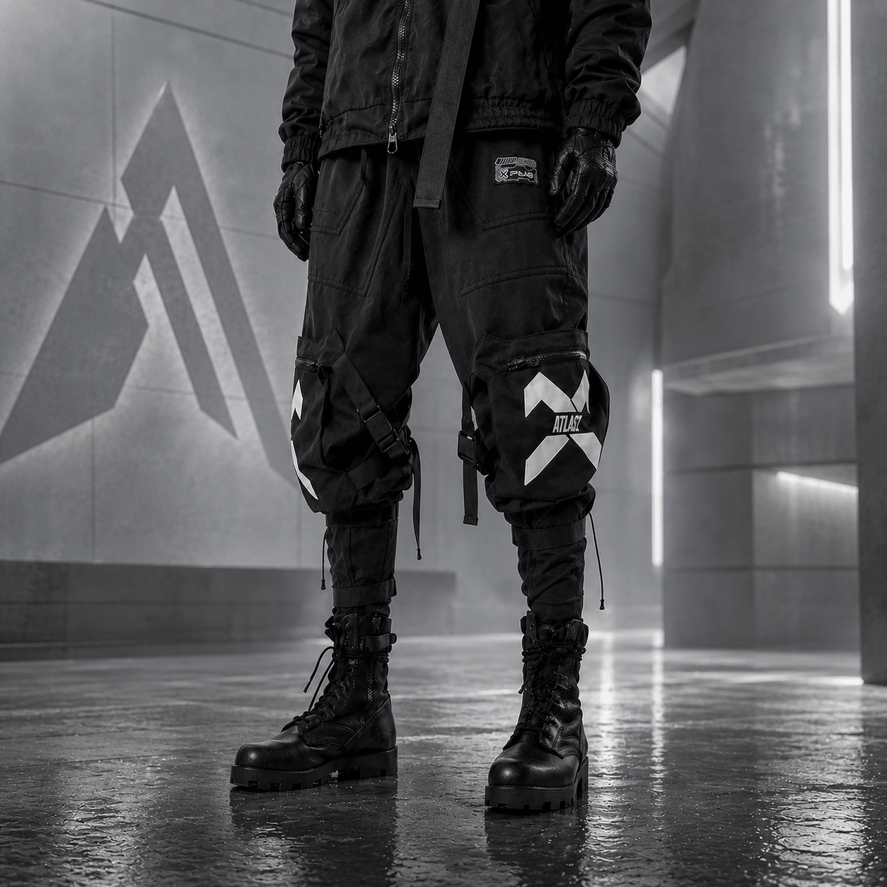 Techwear Streetwear Cargo Ribbon Long Pants - ATLAS 1 - Techwear Store