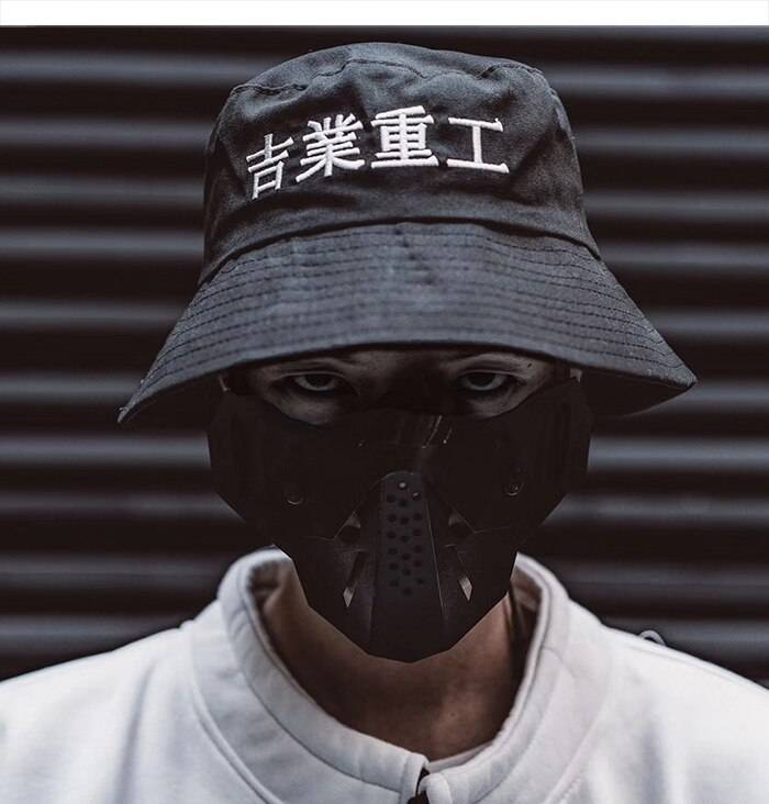 Techwear Streetwear Cotton Black Bucket Hat - ATLAS 1