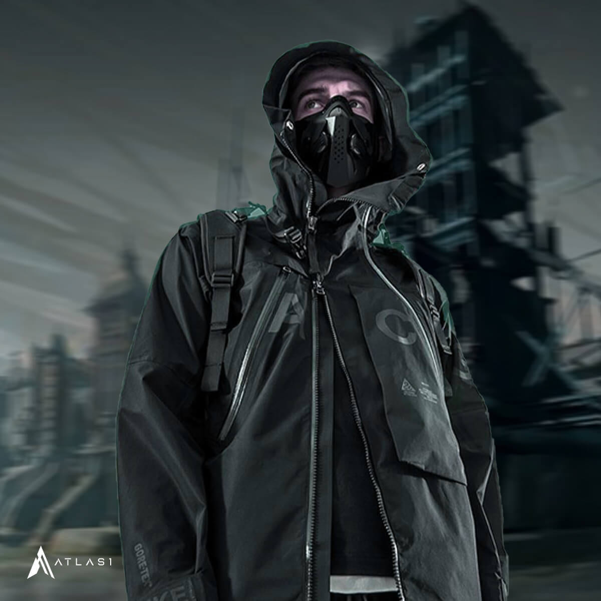 Techwear Streetwear Cotton Black Bucket Hat - ATLAS 1