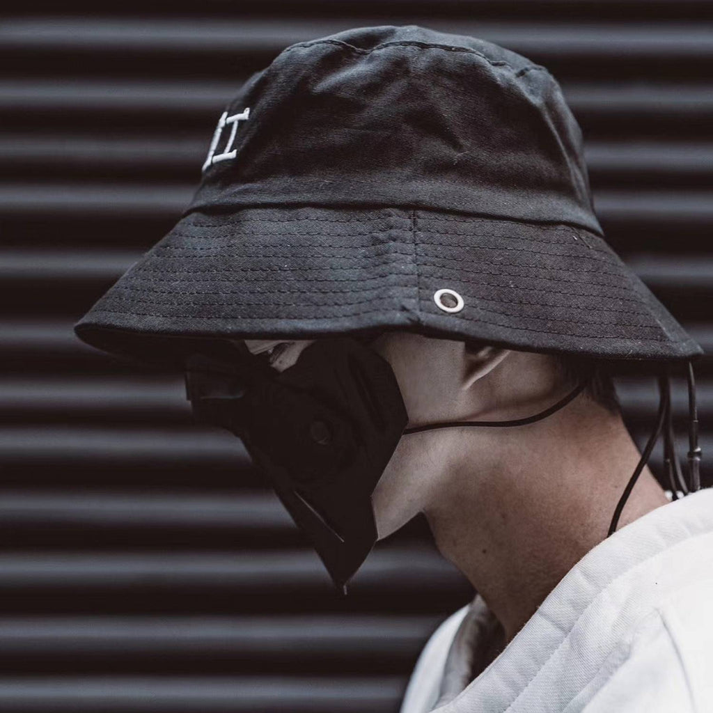 Techwear Streetwear Cotton Black Bucket Hat - ATLAS 1