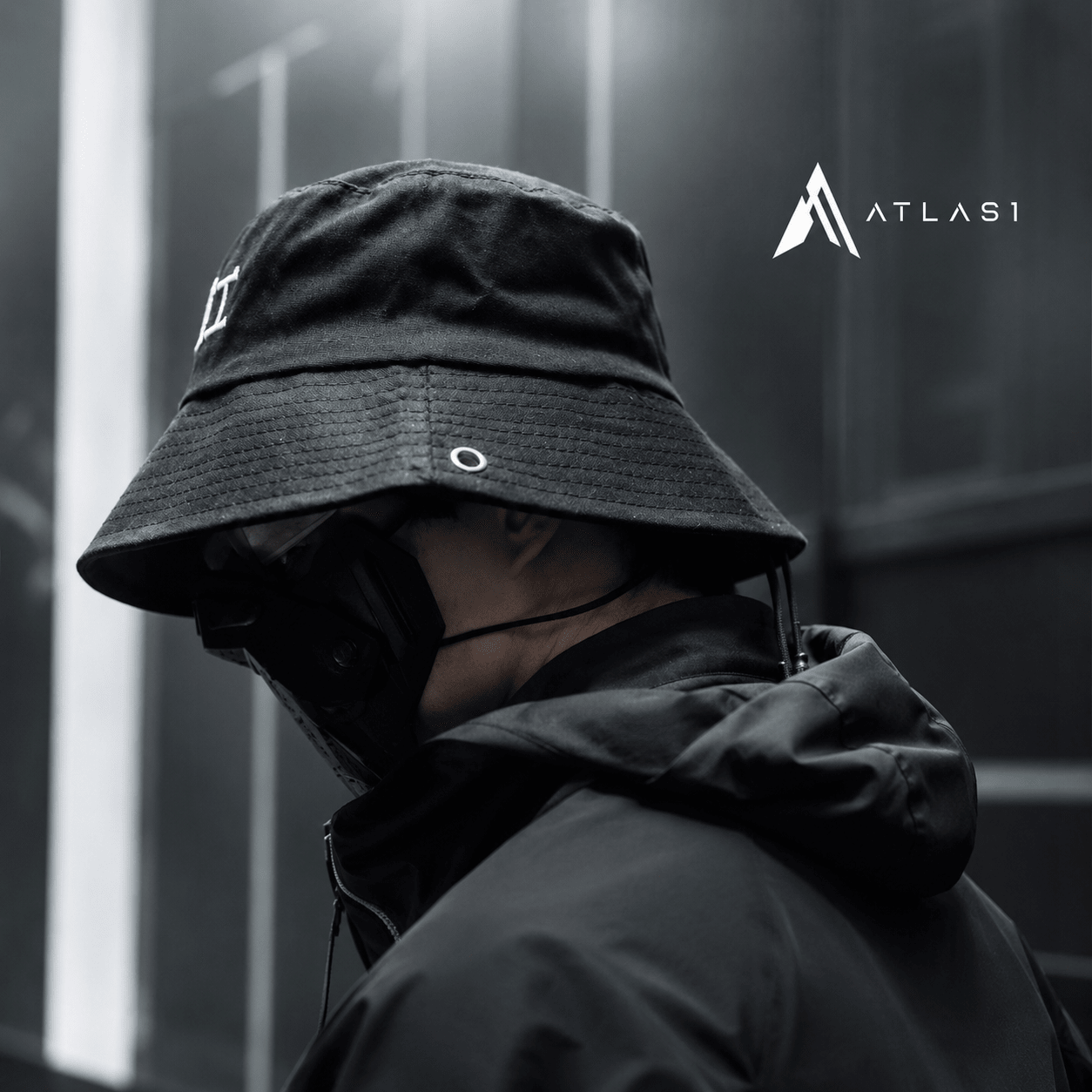 Techwear Streetwear Cotton Black Bucket Hat - ATLAS 1