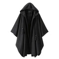 Techwear Vintage Gothic Black Hooded Cape Poncho for Women - ATLAS 1