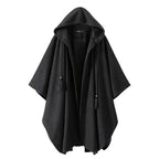 Techwear Vintage Gothic Black Hooded Cape Poncho for Women - ATLAS 1