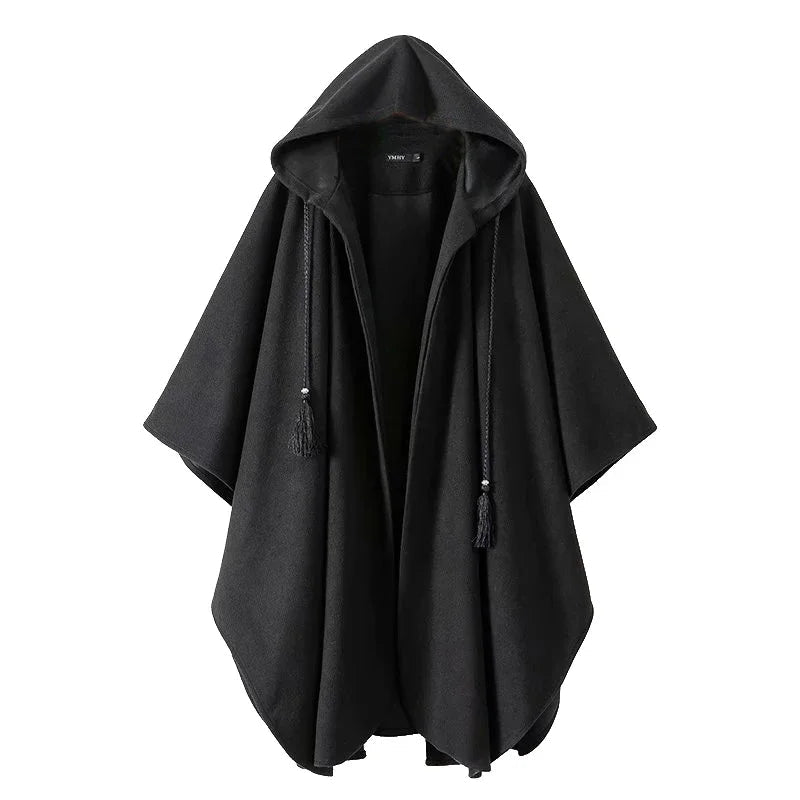 Techwear Vintage Gothic Black Hooded Cape Poncho for Women - ATLAS 1