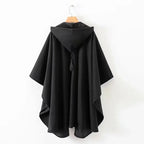 Techwear Vintage Gothic Black Hooded Cape Poncho for Women - ATLAS 1