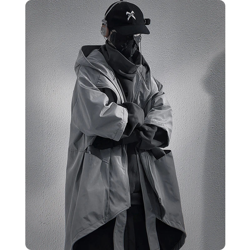 Teckwear Casual Hooded Long Street Trench — Long cut for layering