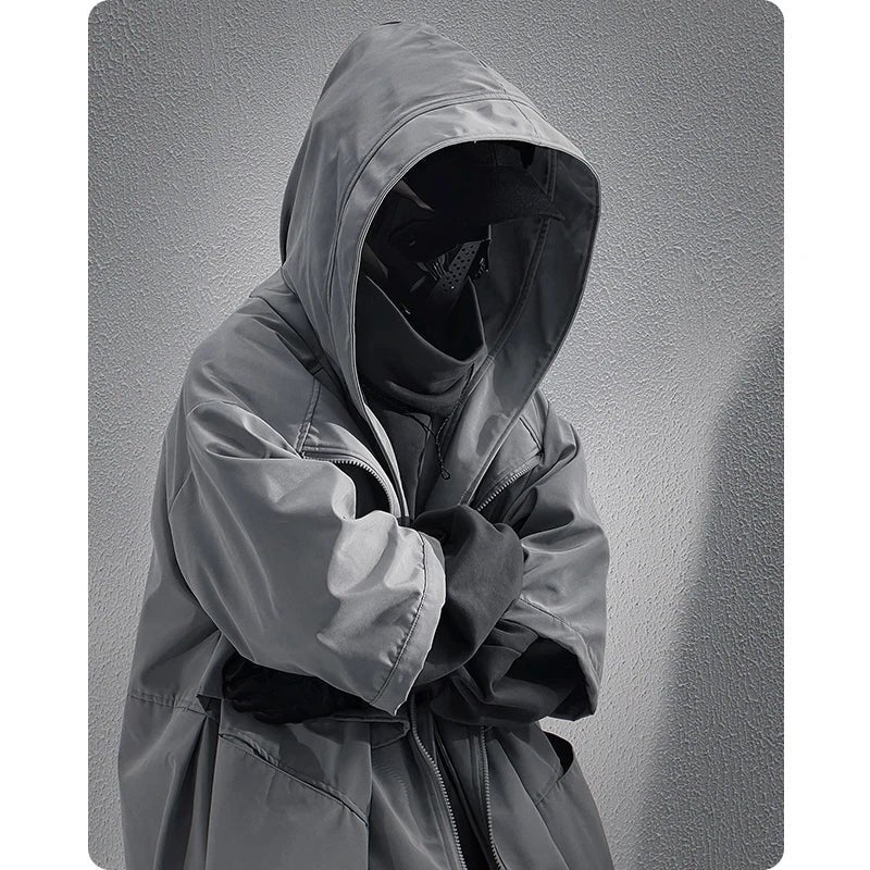 Teckwear Casual Hooded Long Street Trench — Generously shaped hood