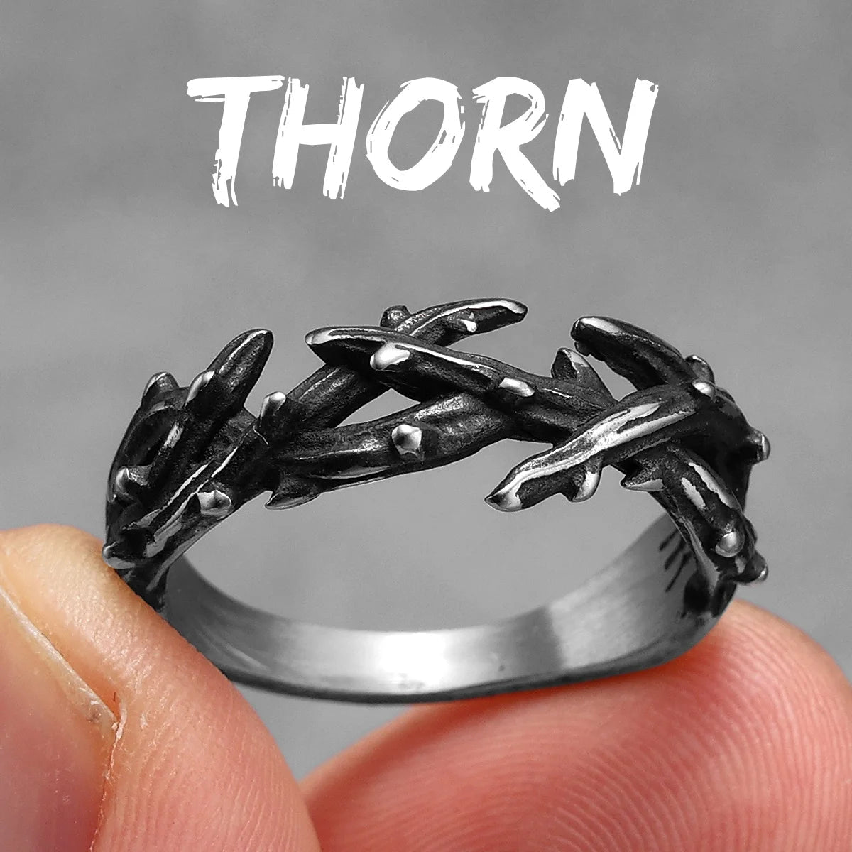 Thorn Crown Retro Stainless Steel Ring - ATLAS 1