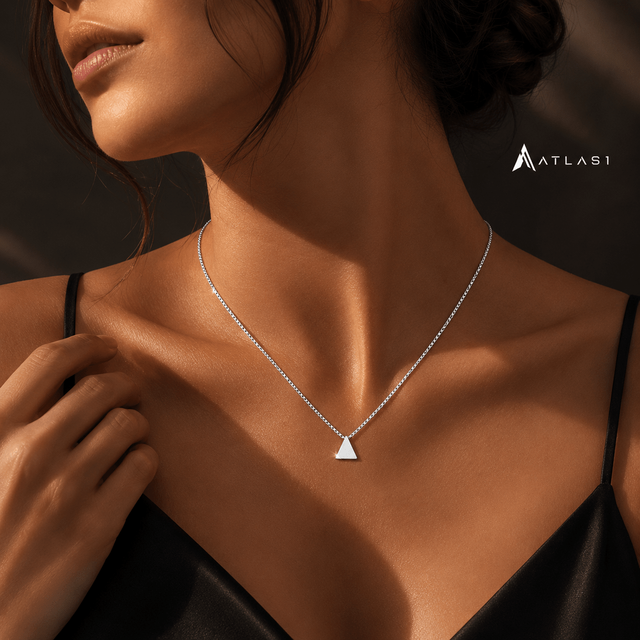 Tiberon Sterling Silver Triangle Pendant Necklace Jewelry - ATLAS 1