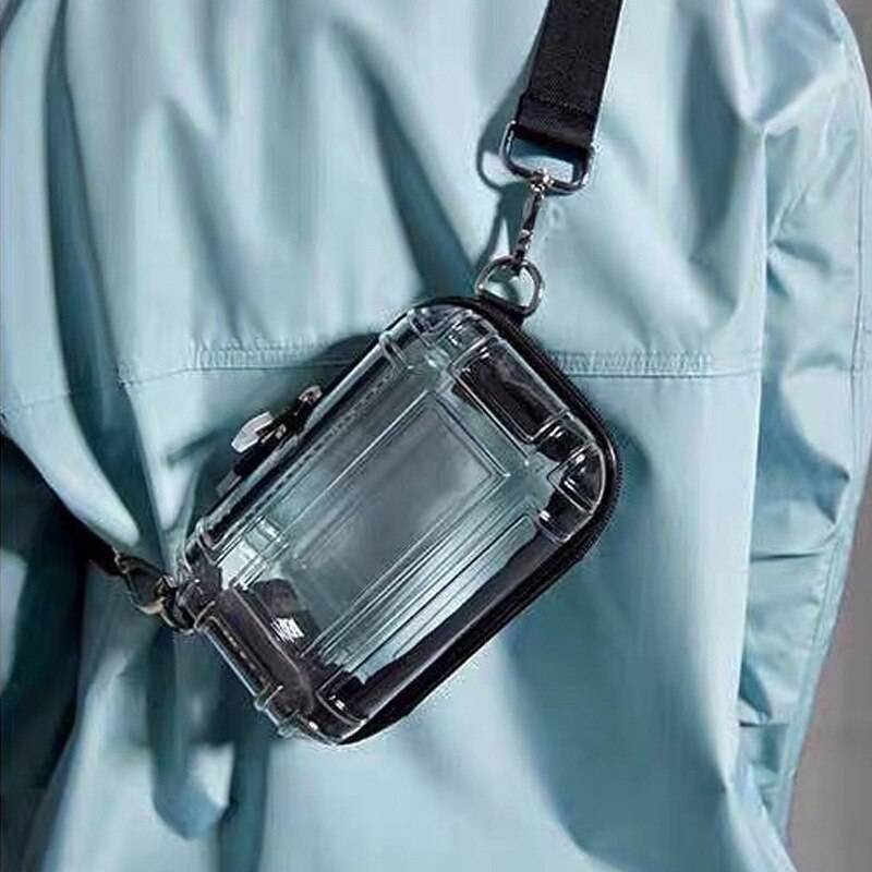 Transparent Design Techwear Messenger Bag with Wide Strap — Functional zip fastening