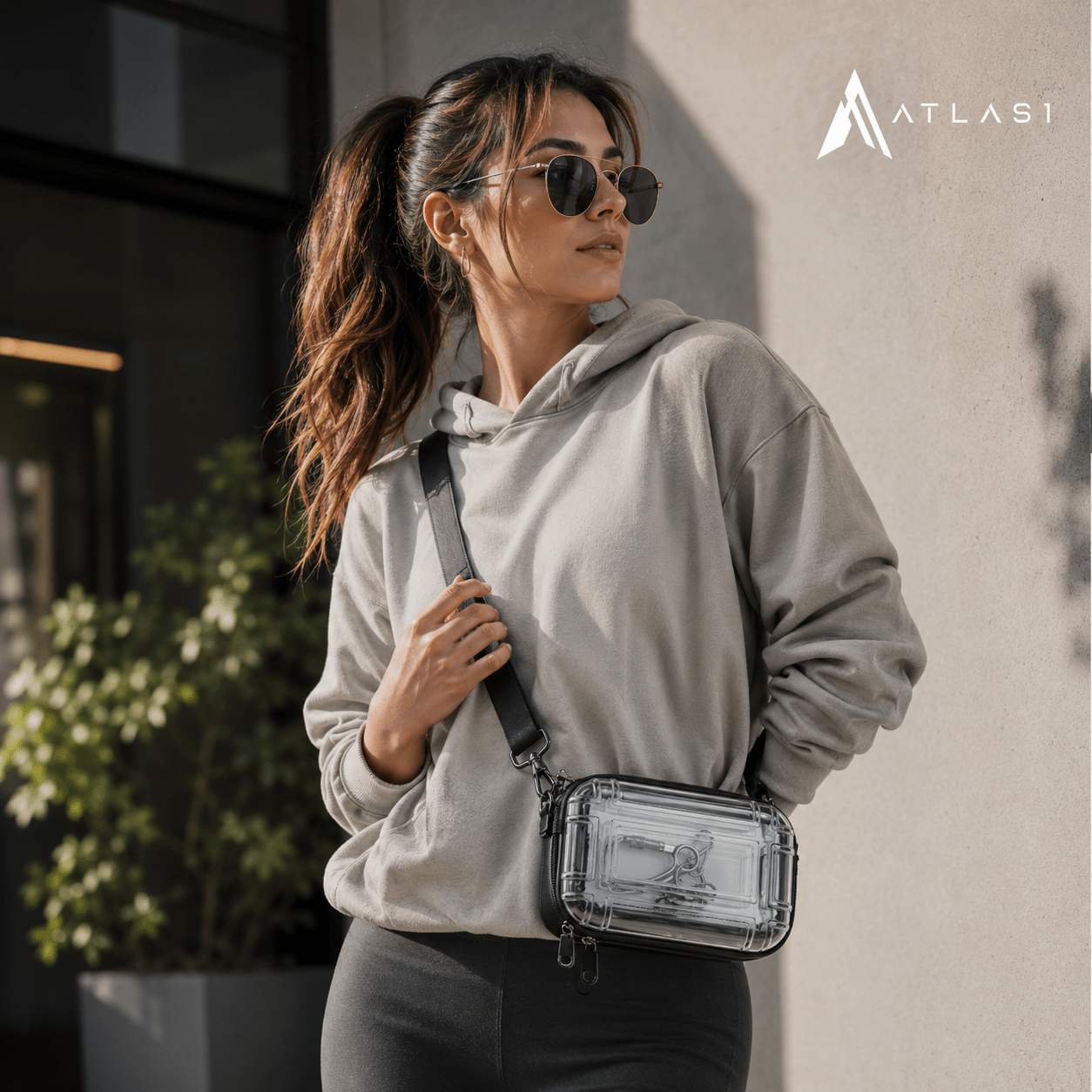 Transparent Design Techwear Messenger Bag with Wide Strap - ATLAS 1