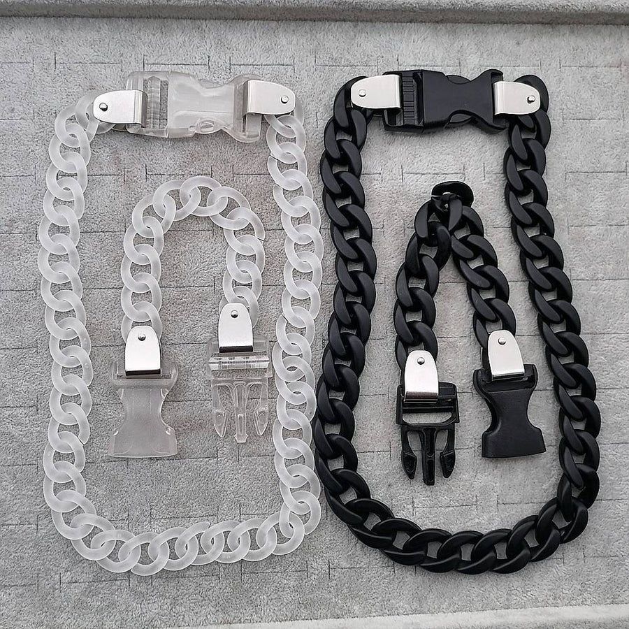 Unisex Acrylic Oversized Chain Techwear Necklace — Textured chain links