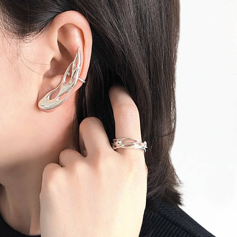 Unisex Flame Shaped Ear Bone Clip Earring - ATLAS 1