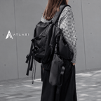 Unisex Harajuku Techwear Canvas Black Backpack - ATLAS 1