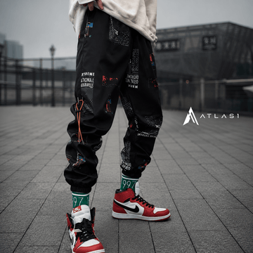 Unisex Loose Hip-hop Pants with Streetwear Print - ATLAS 1