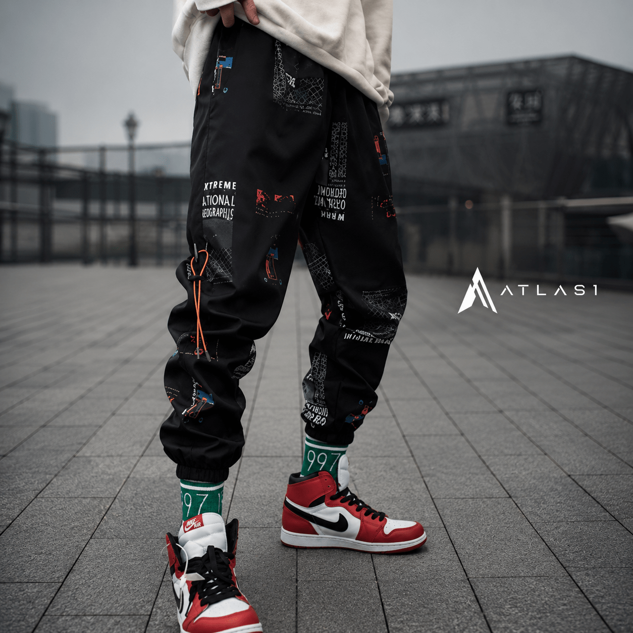 Unisex Loose Hip-hop Pants with Streetwear Print - ATLAS 1