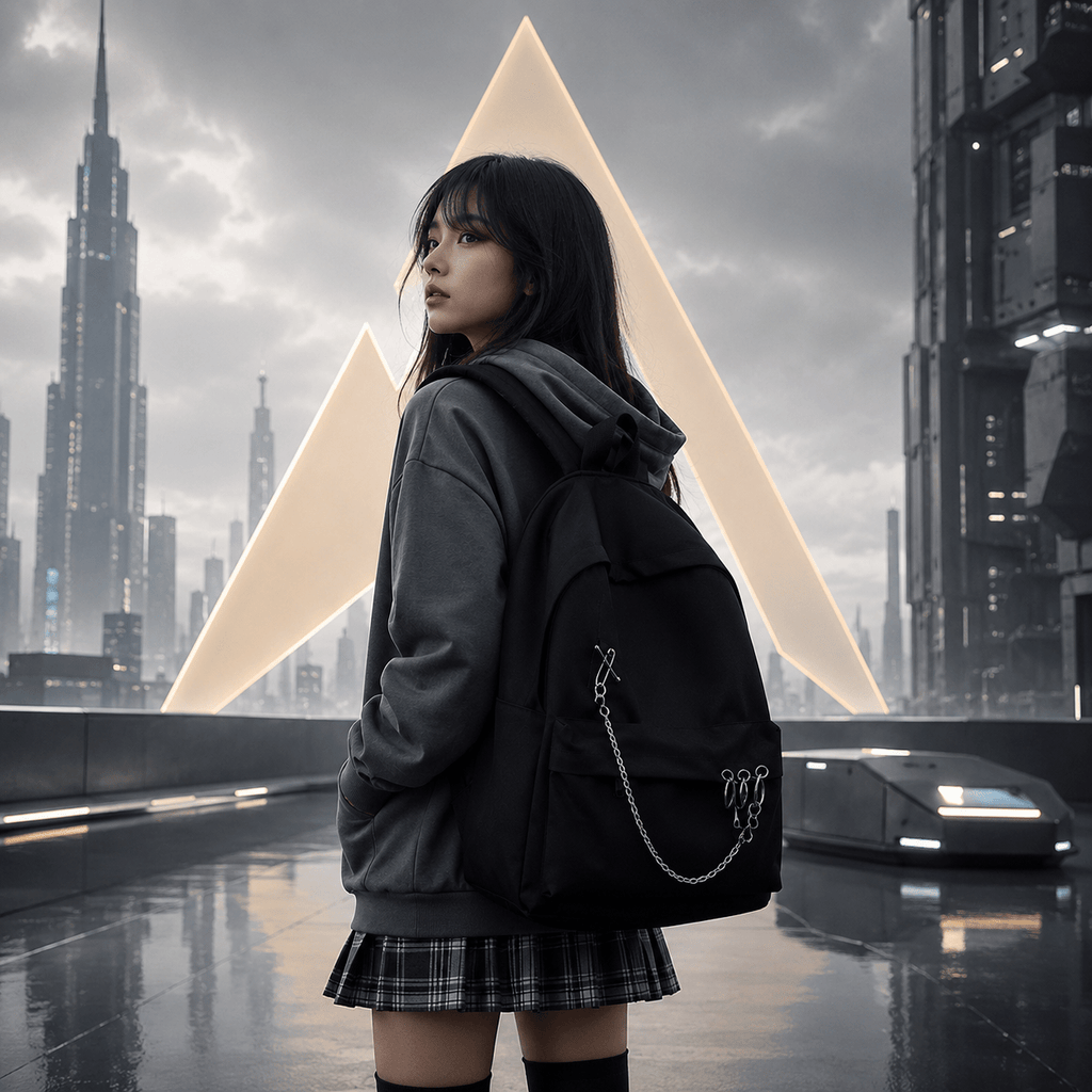 Unisex Punk Preppy Style Techwear Canvas Backpack - ATLAS 1