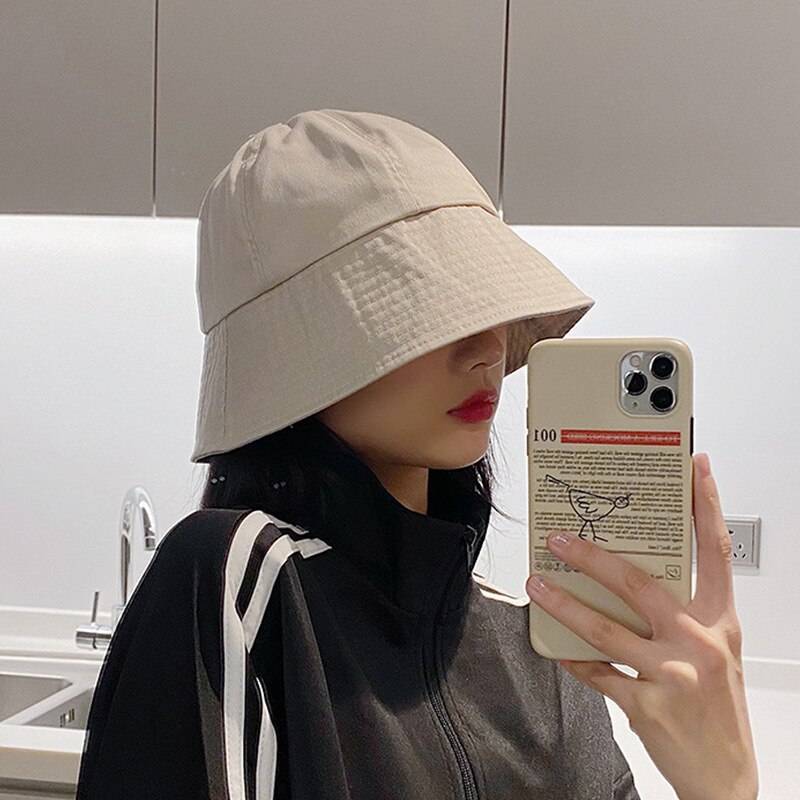 中性纯色棉质 techwear 渔夫帽 — 棉混纺面料