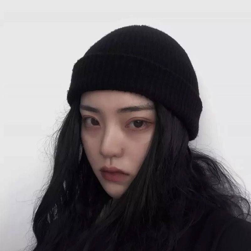 Beanie Techwear a Zucca Unisex in Maglia Tinta Unita — Trama lavorata a maglia